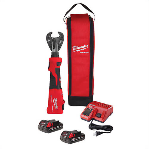 Milwaukee® 2978-22 M18™ Force Logic™ Cordless Linear Utility Crimper Kit, 8 AWG to 600 kcmil Crimping, 6 ton Crimping, 18 V, M18™ Redlithium™ Battery