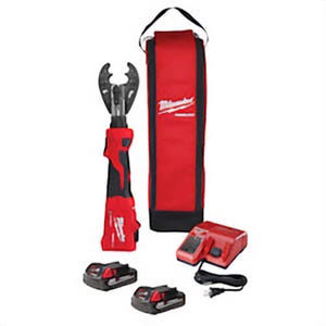 Milwaukee® 2978-22O M18™ Force Logic™ Cordless Linear Utility Crimper Kit, 8 AWG to 600 kcmil Crimping, 6 ton Crimping, 18 V, M18™ Redlithium™ Battery