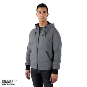 Milwaukee® 306G-21XL M12™ Heated Hoodie with M12™ Battery, Charger and Battery Holder, 53% Cotton/47% Polyester, Gray, XL