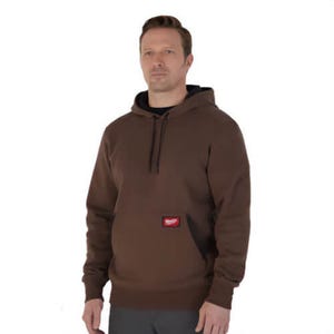 Milwaukee® 351BR-S FreeFlex™ Pullover Hoodie, Midweight, Breathable Fabric, Reinforced Pocket Seams, Brown, S