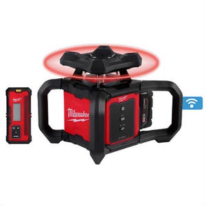 Milwaukee® 3701-21T M18™ Red Exterior Rotary Laser Level Kit with Receiver, Tripod, and Grade Rod