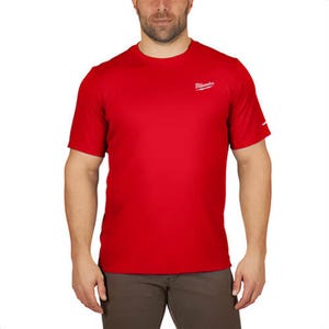 Milwaukee® 414RS WorkSkin™ Lightweight Performance Short Sleeve Shirt, Unisex, Red, Polyester, S