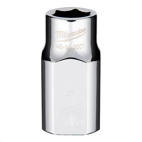 Milwaukee® 45-34-2001 Standard Socket, 1/2 in, 7/16 in, 6 Points, Polished Chrome