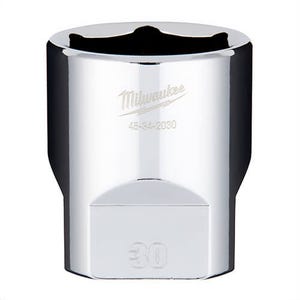 Milwaukee® 45-34-2030 Standard Socket, 1/2 in, 30 mm, 6 Points, Polished Chrome