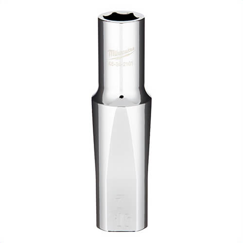 Milwaukee® 45-34-2101 Deep Socket, 1/2 in, 7/16 in, 6 Points, Polished Chrome