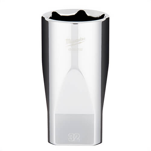 Milwaukee® 45-34-2132 Deep Socket, 1/2 in, 32 mm, 6 Points, Polished Chrome