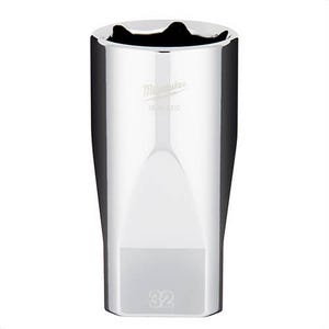 Milwaukee® 45-34-2132 Deep Socket, 1/2 in, 32 mm, 6 Points, Polished Chrome