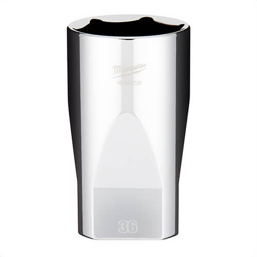 Milwaukee® 45-34-2136 Deep Socket, 1/2 in, 36 mm, 6 Points, Polished Chrome