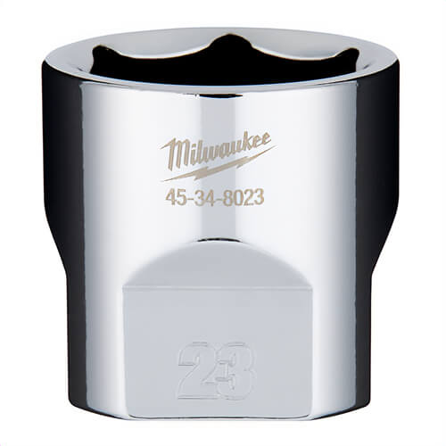 Milwaukee® 45-34-8023 Standard Socket, 3/8 in, 23 mm, 6 Points, Polished Chrome