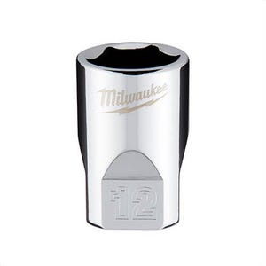 Milwaukee® 45-34-9038 Standard Socket, 1/4 in, 12 mm, 6 Points, Polished Chrome