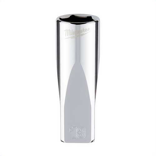 Milwaukee® 45-34-9051 Deep Socket, 1/4 in, 13 mm, 6 Points, Polished Chrome