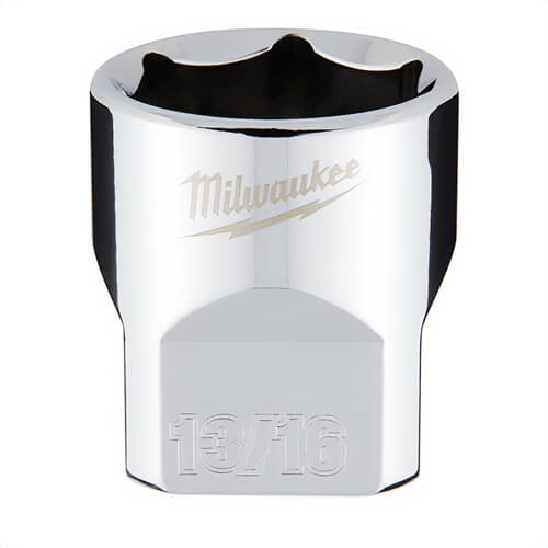 Milwaukee® 45-34-9069 Standard Socket, 3/8 in, 13/16 in, 6 Points, Polished Chrome