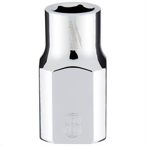 Milwaukee® 45-34-9078 Standard Socket, 3/8 in, 8 mm, 6 Points, Polished Chrome