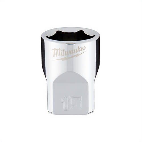 Milwaukee® 45-34-9085 Standard Socket, 3/8 in, 15 mm, 6 Points, Polished Chrome