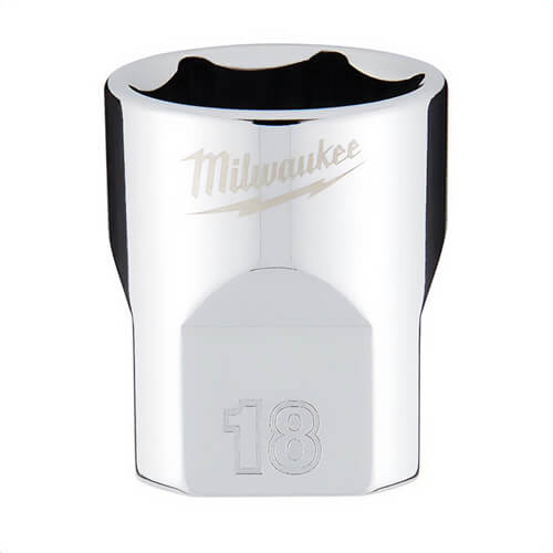 Milwaukee® 45-34-9088 Standard Socket, 3/8 in, 18 mm, 6 Points, Polished Chrome