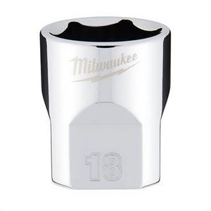 Milwaukee® 45-34-9088 Standard Socket, 3/8 in, 18 mm, 6 Points, Polished Chrome