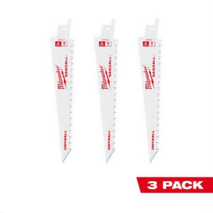 Milwaukee® 48-00-5053 Drywall Sawzall® Blades, 6 in, 8 TPI, 3 pk