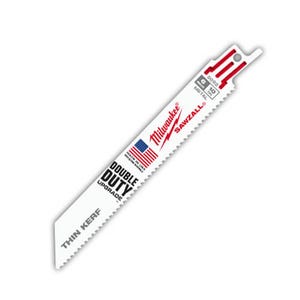 Milwaukee® Sawzall® 48-00-5092 Straight Back Thin Kerf Reciprocating Saw Blade, 6 in L x 3/4 in W, 10 TPI, Bi-Metal Body, Universal/Toothed Edge Tang