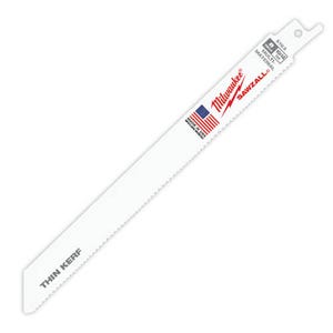 Milwaukee® Sawzall® 48-00-5193 Heavy Duty High Performance Straight Back Reciprocating Saw Blade, 8 in L x 5/8 in W, 10/14 TPI, Bi-Metal Body