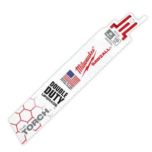 Milwaukee® Sawzall® The Torch™ 48-00-5712 Demolition Straight Back Reciprocating Saw Blade, 6 in L x 1 in W, 10 TPI, Bi-Metal Body