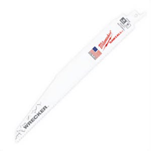 Milwaukee® Sawzall® The Wrecker™ 48-00-8701 Demolition Tapered Back Reciprocating Saw Blade, 6 in L x 1 in W, 8 TPI, Bi-Metal Body