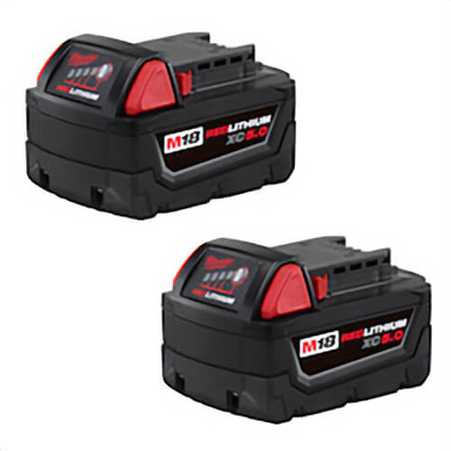 Milwaukee® M18™ Redlithium™ 48-11-1852 Rechargeable Cordless Battery Pack, 5 Ah Li-Ion Battery, 18 VDC Charge
