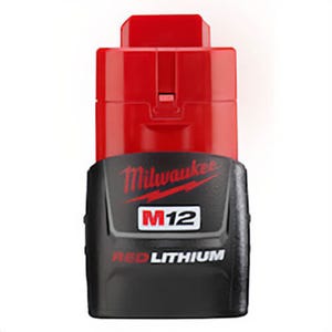 Milwaukee® M12™ Redlithium™ 48-11-2401 Compact Rechargeable Cordless Battery Pack, 1.5 Ah Li-Ion Battery, 12 VDC Charge