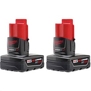 Milwaukee® M12™ Redlithium™ 48-11-2412 Rechargeable Cordless Battery Pack, 3 Ah Li-Ion Battery, 12 VDC Charge