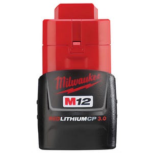 Milwaukee® M12™ Redlithium™ 48-11-2430 Compact Battery Pack, 3 Ah Li-Ion Battery, 12 VDC Charge, Use with M12™ 12 V Cordless Tools