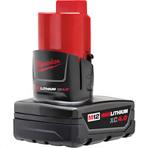 Milwaukee® M12™ Redlithium™ 48-11-2440 Rechargeable Cordless Battery Pack, 4 Ah Lithium-Ion Battery, 12 VDC Charge, For Use with M12™ Cordless Power Tool