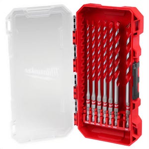 Milwaukee® 48-20-8877 ShockWave™ Multi-Material Drill Bits Concrete Screw Set, 1/4 in Shank Hex Shank, 4 in Cutting Depth, 7 pc