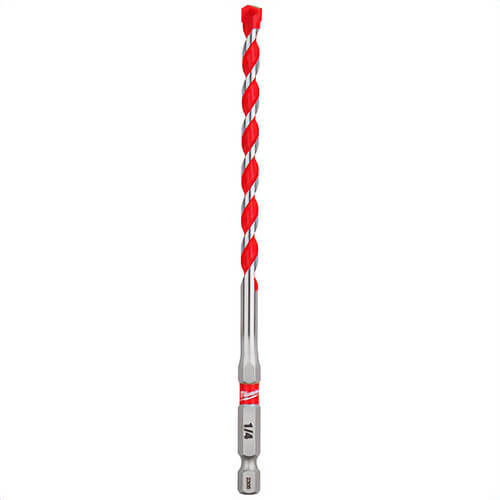 Milwaukee® 48-20-9011 Single Ended Hammer Drill Bit, 1/4 in Drill Bit, 1/4 in Hex Shank, 4 in D Cutting