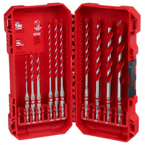 Milwaukee® 48-20-9058 ShockWave™ Carbide Hammer Drill Bit Set, 1/4 in, 4 in Cutting Depth, 10 pc