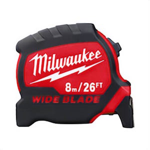 Milwaukee® 48-22-0226 Magnetic Wide Measuring Tape with Belt Clip, 26 ft L x 1-5/16 in W Blade, Steel Blade