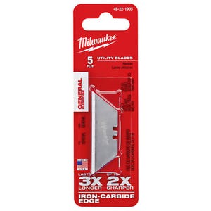 Milwaukee® 48-22-1905 General Purpose Utility Blade, 5 pc, Micro Carbide Metal, Sharp Point/Straight Edge