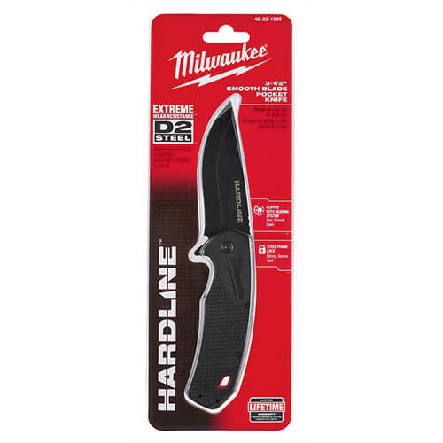 Milwaukee® 48-22-1999 Hardline™ Smooth Blade Pocket Knife, D2 Steel Blade, 3.5 in