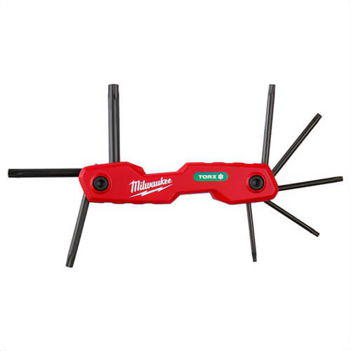 Milwaukee® 48-22-2184 Folding Hex Key Set, 8-Key, T9, T10, T15, T20, T25, T27, T30, T40 Hex, 8 pc