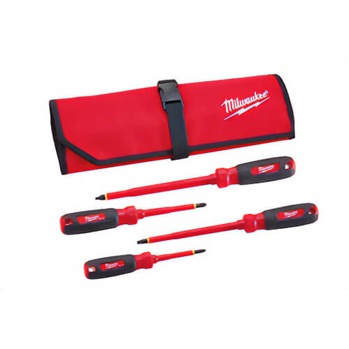 Milwaukee® 48-22-2204 Insulated Screwdriver Set with Roll Pouch, 4 pc