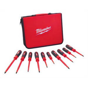 Milwaukee® 48-22-2210 ECX™ Screwdriver Set, 10 pc, 1/4 to 3 in Drive, Polycarbonate Handle/Round Steel Shank, Straight Handle