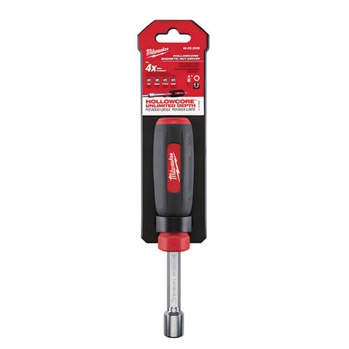 Milwaukee® 48-22-2526 HollowCore™ Magnetic Nut Driver, 1/2 in, Hex/Hollow Shank, Black/Red, Polished Chrome