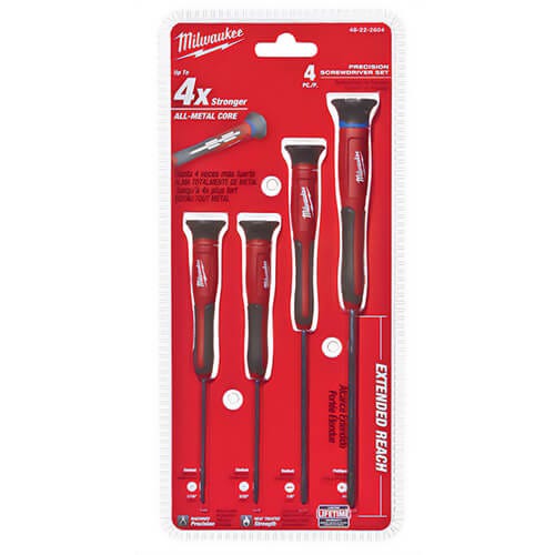 Milwaukee® 48-22-2604 Screwdriver Set, 4 pc, Steel, Polished Chrome