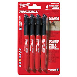 Milwaukee® 48-22-3104 Permanent Industrial Marker, Fine Line Tip, Acrylic, Black