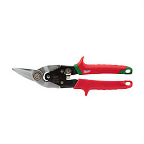 Milwaukee® 48-22-4520 Aviation Snip, 18 ga Cold Rolled Steel/22 ga Stainless Steel Cutting, 5 in L of Cut, Right Cutting Snip, Steel Blade