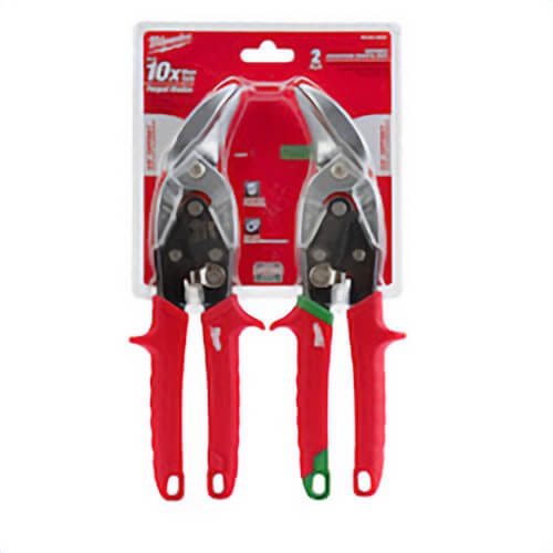 Milwaukee® 48-22-4523 2 pc Aviation Snip Set, 18 ga Cold Rolled Steel/22 ga Stainless Steel Cutting, 5 in L of Cut, Offset Snip, Steel Blade