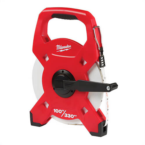 Milwaukee® 48-22-5310 Lockable Fiberglass Open Reel Long Tape, 330 ft L x 1/2 in W Blade, Fiberglass Blade