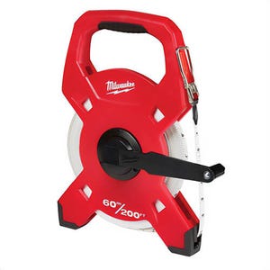 Milwaukee® 48-22-5360 Lockable Fiberglass Open Reel Long Tape, 200 ft L x 1/2 in W Blade, Fiberglass Blade