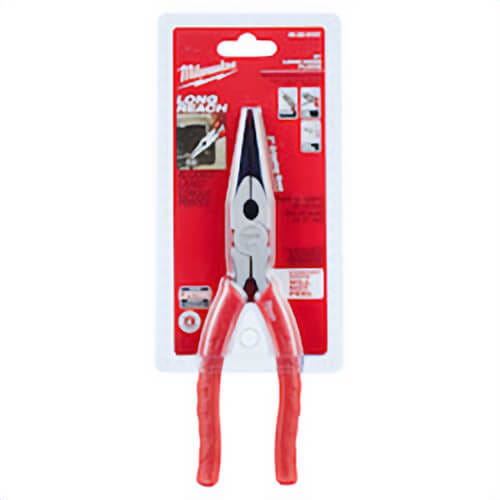 Milwaukee® 48-22-6101 Gen II Long Nose Plier with Side Cutter and Wire Stripper, Steel Jaw, 2-1/2 in L x 1-1/2 in W Jaw, 8 in OAL, 7/64 in W Tip