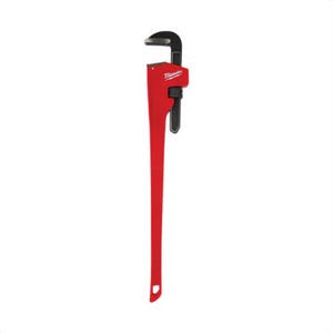Milwaukee® 48-22-7148 Straight Pipe Wrench, 48 in OAL, Serrated Jaw, Steel Handle, Red