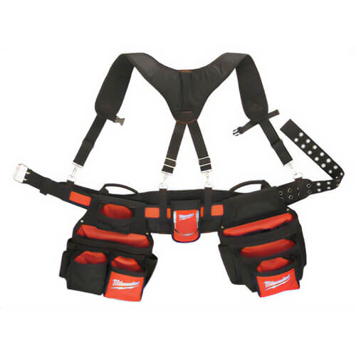 Milwaukee® 48-22-8120 Breathable Contractor Work Belt with Suspension Rig, 24 Pockets, Denier Nylon, Black/Red