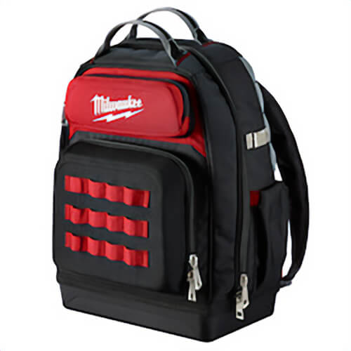 Milwaukee® 48-22-8201 Zipper Ultimate Jobsite Tool Backpack, 1680D Ballistic Nylon, Black/Red